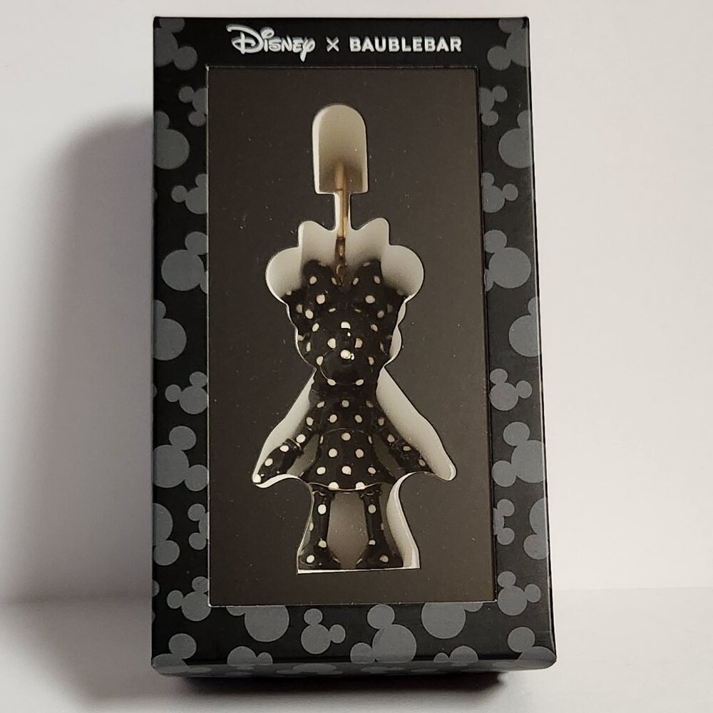 Disney Baublebar Minnie Mouse Keychain Bag Charm Polka Dot Black New In Box